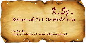 Kolozsvári Szofrónia névjegykártya